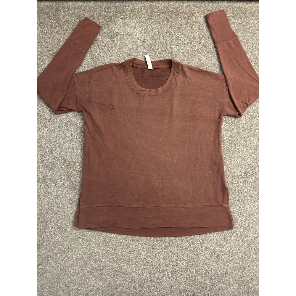 Athleta Coaster Luxe Sweatshirt Womens Medium Brown Excellent Pullover Fleece